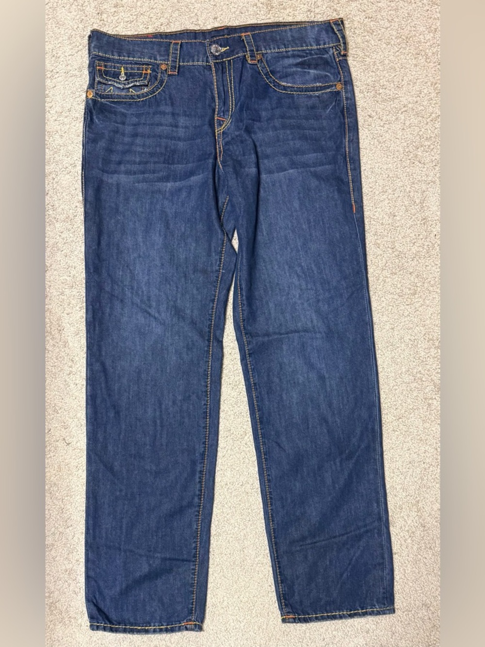 True Religion Ricky Relaxed Straight Jeans Dark Wash Size 31 Y2K